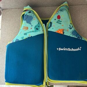 SwimSchool Kids Aqua Teal & Navy Dino Rashguard Vest